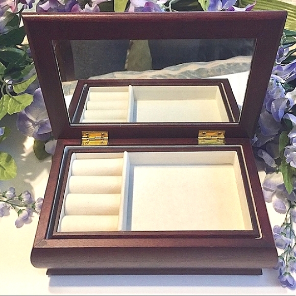 💜NWOB Vintage Style Tapestry Wood Jewelry Box💜 - Picture 2 of 14